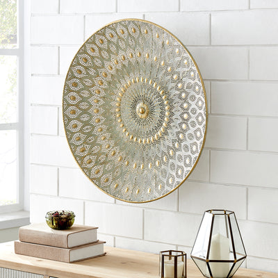 FirsTime & Co. Gold Jubilee Medallion Wall Decor, Bohemian Style, Made of Metal