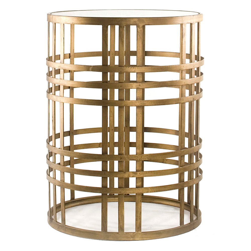 FirsTime & Co. Gold Woven End Table, Modern Style, Made of Metal