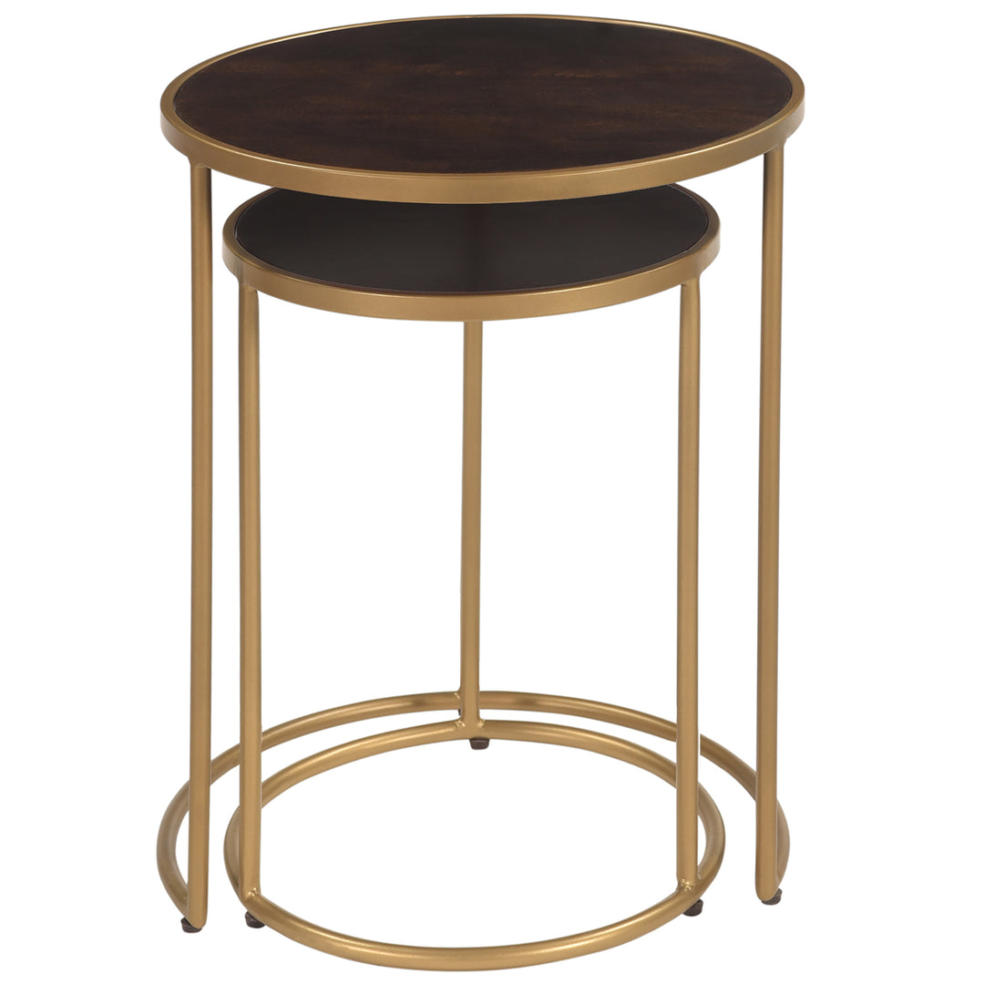 FirsTime & Co. Gold Leah Nesting End Table 2-Piece Set, Mid-Century Modern Style, Made of Metal
