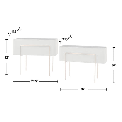 FirsTime & Co. Gray Roslyn Outdoor Planter 2-Piece Set, Mid-Century Modern Style, Made of Metal