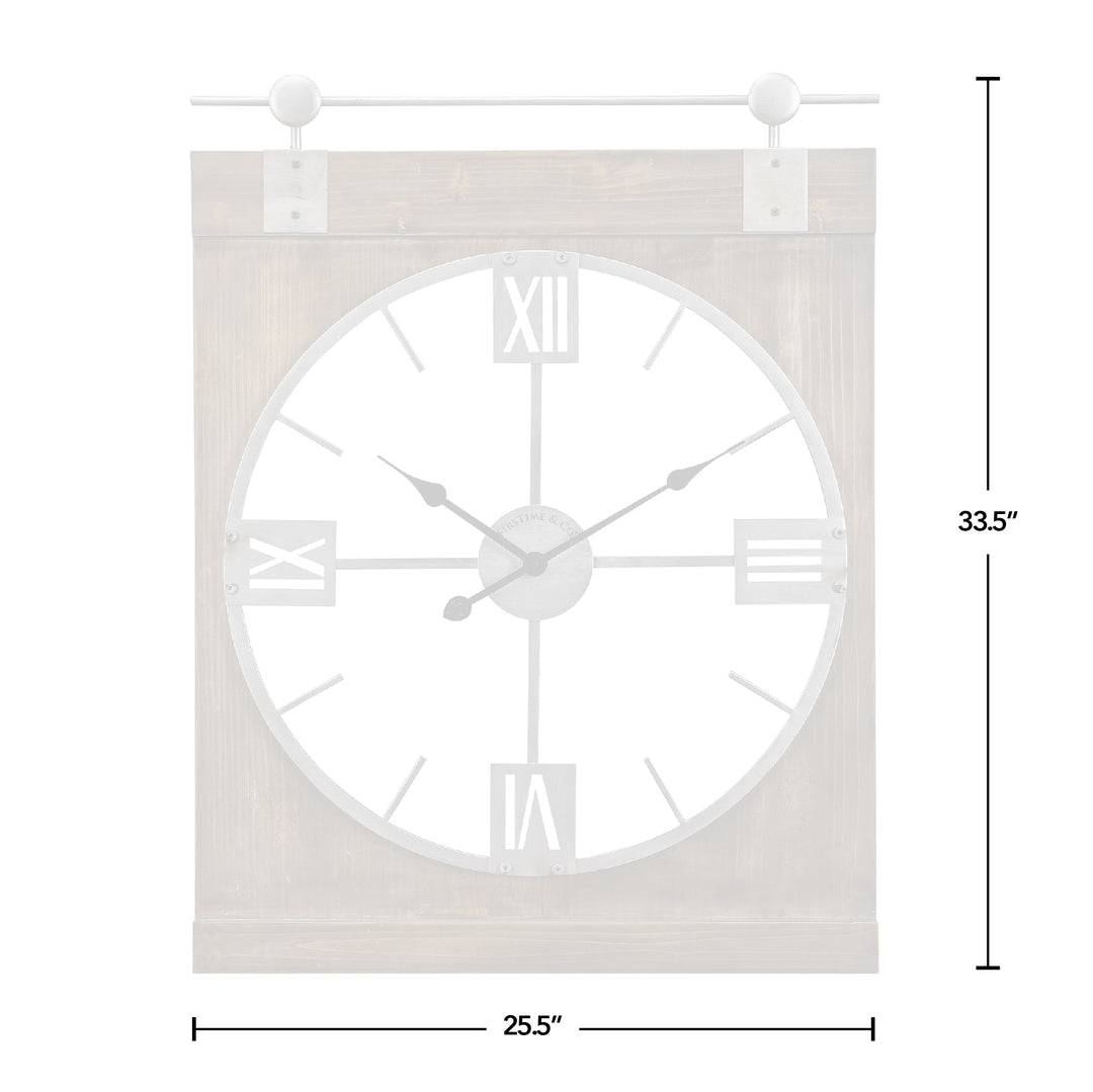 FirsTime & Co. Brown Morgan Barn Door Wall Clock, Farmhouse Style, Made of Wood