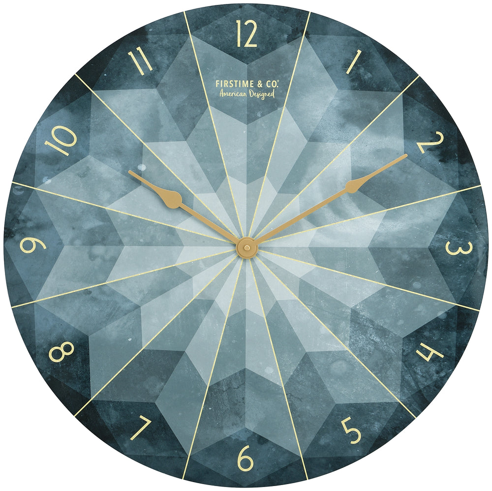 FirsTime & Co. Navy Kylan Geometric Wall Clock, Modern Style, Made of Metal