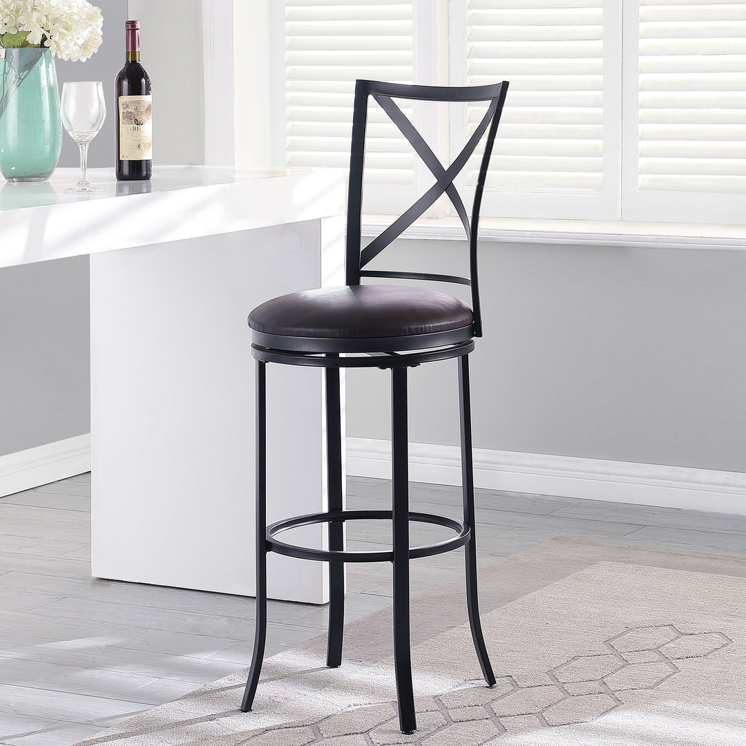 FirsTime & Co. Black Liam Swivel Bar Stool, Traditional Style, Made of Metal
