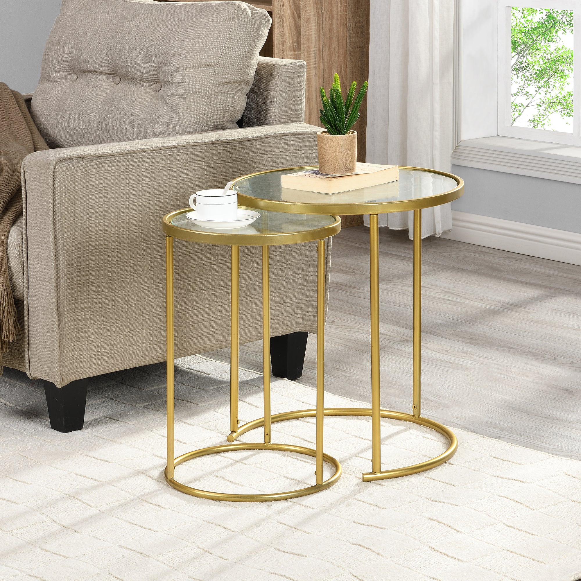 Gold glass deals nest of tables