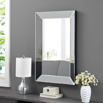 FirsTime & Co. Black Pricilla Glass Framed Wall Mirror, Modern Style, Made of Wood