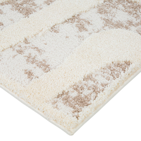 FirsTime & Co. Beige Raymond Ripple Shag Area Rug, Modern Style, Made of Polyester and Polypropylene Blend