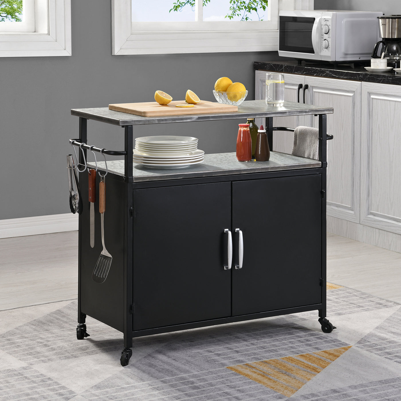 FirsTime & Co. Black Davidson Outdoor Grilling Kitchen Cart, Industrial Style, Made of Metal