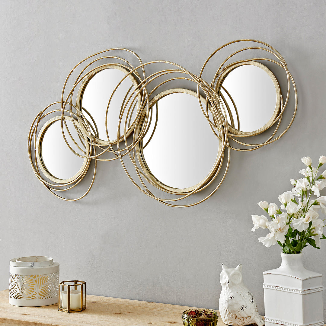 FirsTime & Co. Gold Gabrielle Swirl Mirror, Modern Style, Made of Metal
