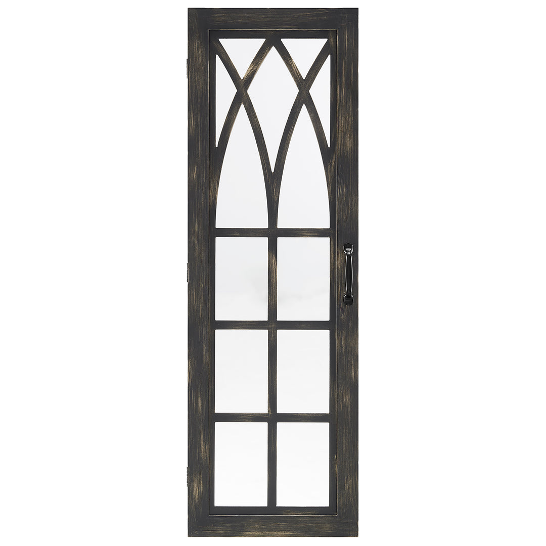 FirsTime & Co. Aged Black Farmhouse Arch Mirrored Jewelry Armoire, Farmhouse, Wood, 14 x 3.75 x 43 inches