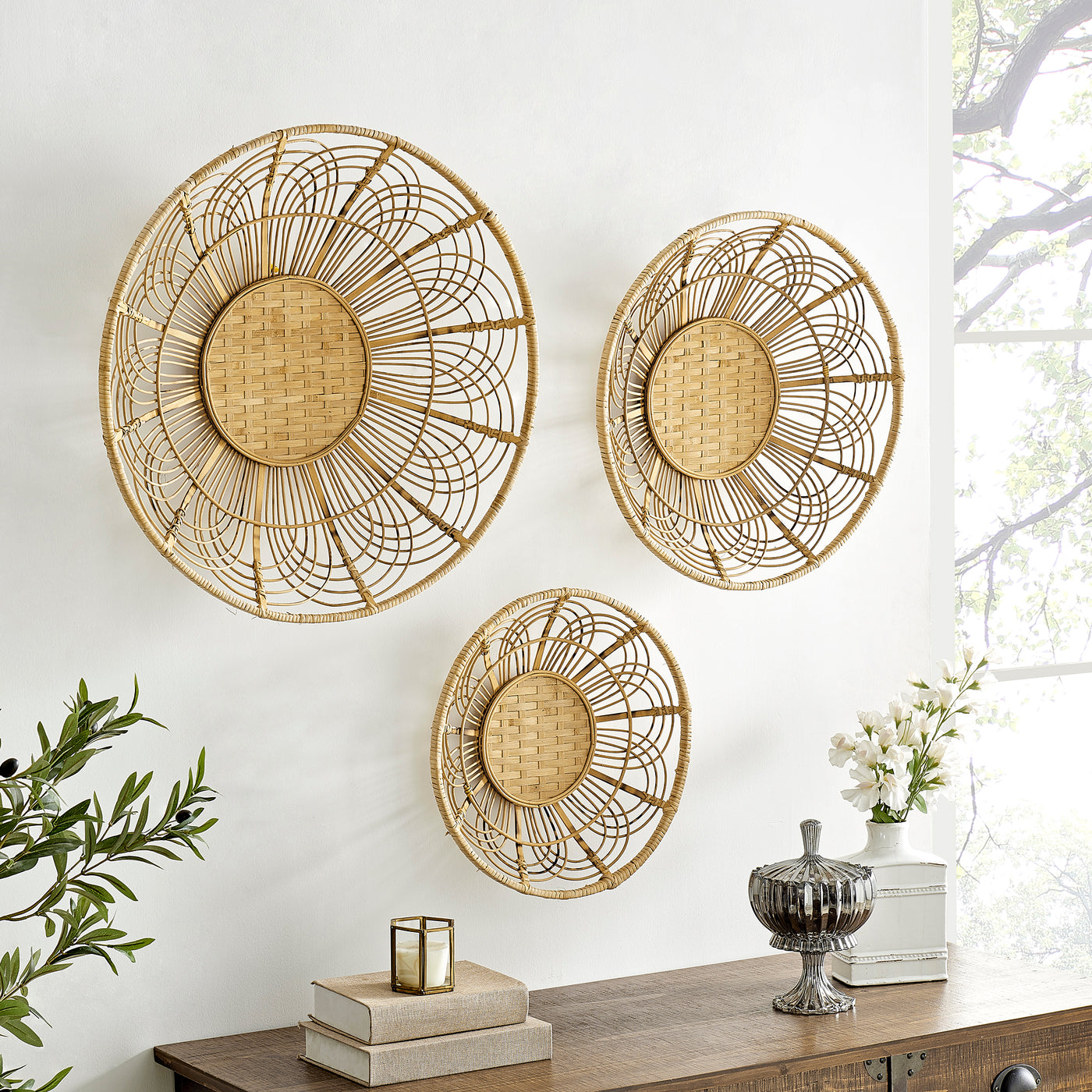 FirsTime & Co. Natural Dreamweaver Wall Decor 3-Piece Set, Bohemian Style, Made of Wood