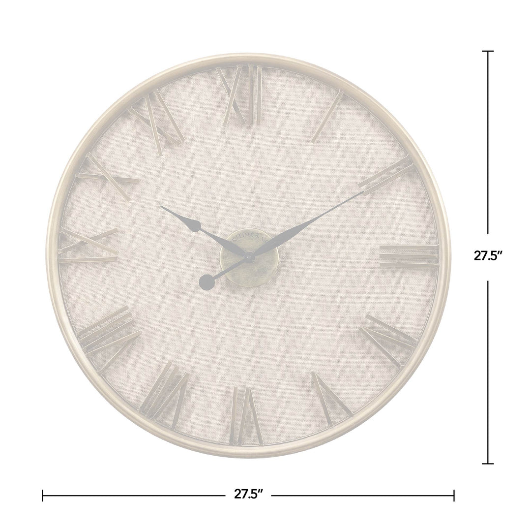 FirsTime & Co. Gold Aubree Burlap Wall Clock, Farmhouse Style, Made of Metal