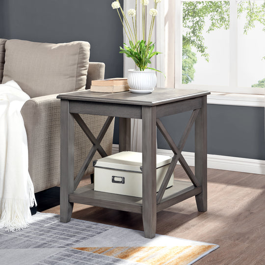 FirsTime & Co. Gray Ashbrook End Table, Farmhouse Style, Made of Wood