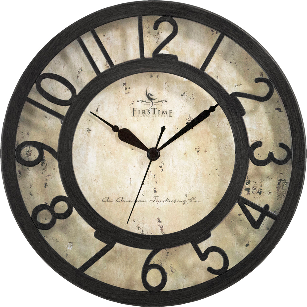 FirsTime & Co. Bronze Raised Number Wall Clock, Traditional Style, Made of Plastic