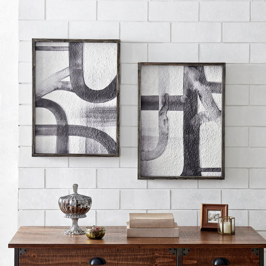 FirsTime & Co. Black Mateo Framed Wall Art 2-Piece Set, Mid-Century Modern Style, Made of Paper