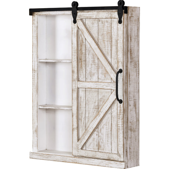 Winona Barn Door Mirrored Cabinet and Wall Shelf