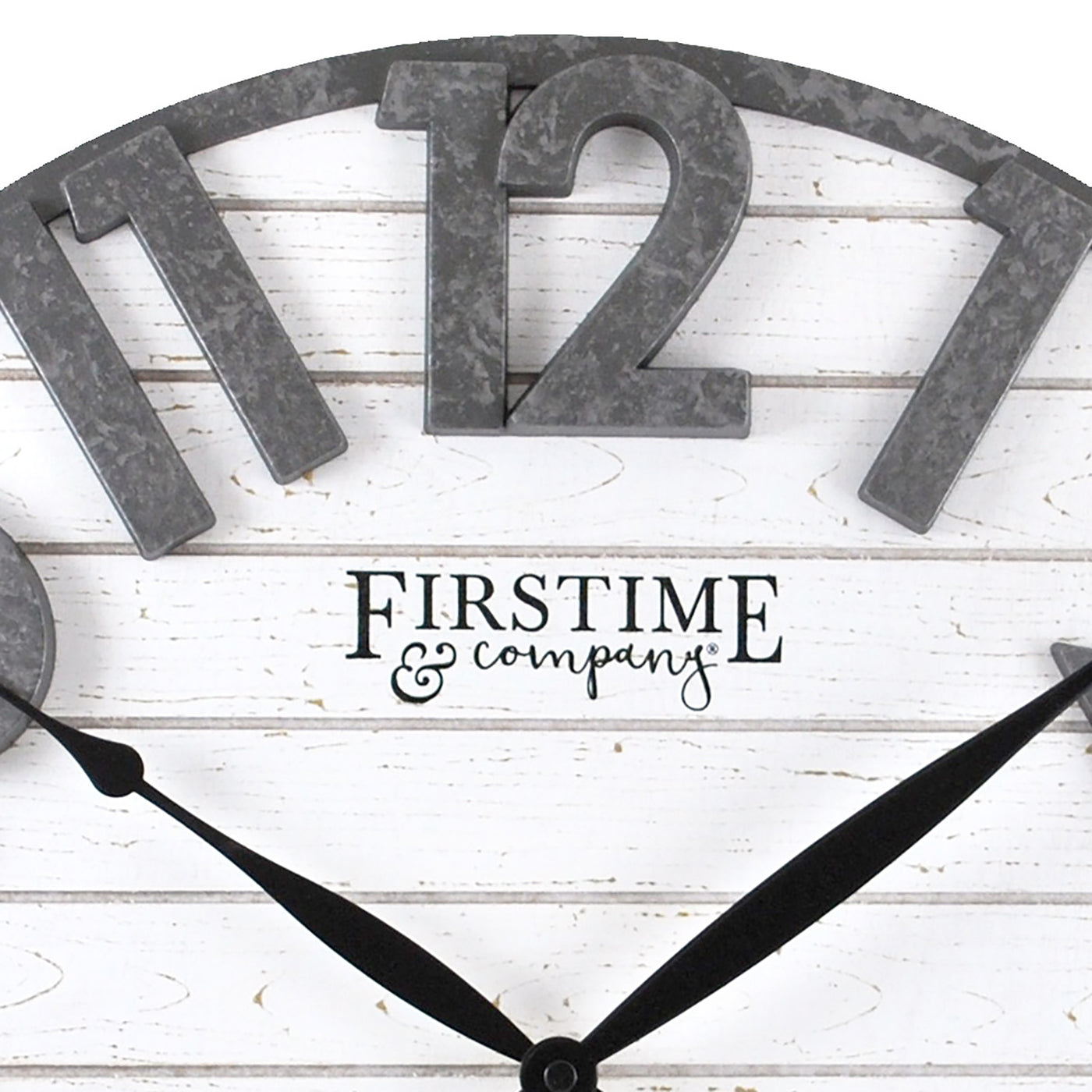 FirsTime & Co. Dark Silver Sawyer Shiplap Wall Clock, Farmhouse Style, Made of Wood