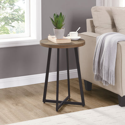 FirsTime & Co. Brown Miles Shiplap End Table, Farmhouse, Metal, 16 x 16 x 22 inches
