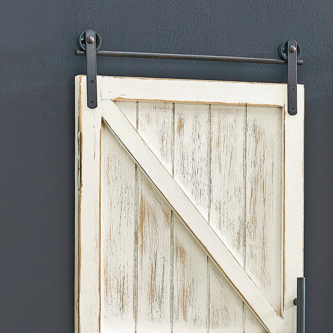 FirsTime & Co. White Carriage Barn Door Wall Plaque 2-Piece Set, Farmhouse, Wood, 14 x 2 x 34 inches
