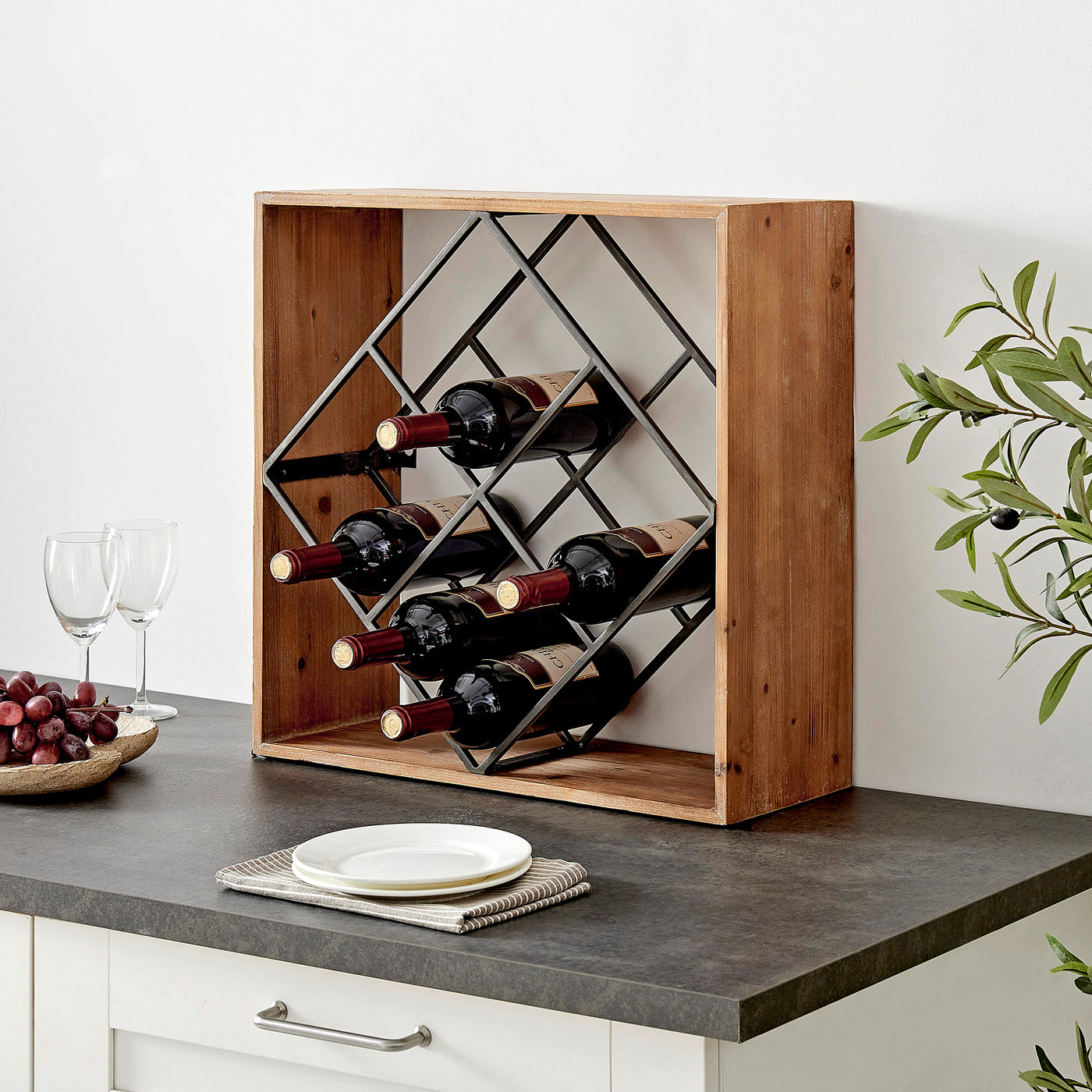 FirsTime & Co. Natural Winlock Wine Cube, Farmhouse Style, Made of Wood
