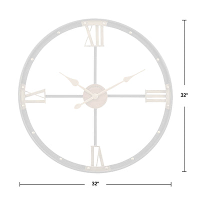 FirsTime & Co. Black and Gold Rowan Wall Clock, Industrial Style, Made of Metal