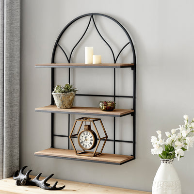 FirsTime & Co. Natural Edgewood Arch Wall Shelf, Farmhouse Style, Made of Wood