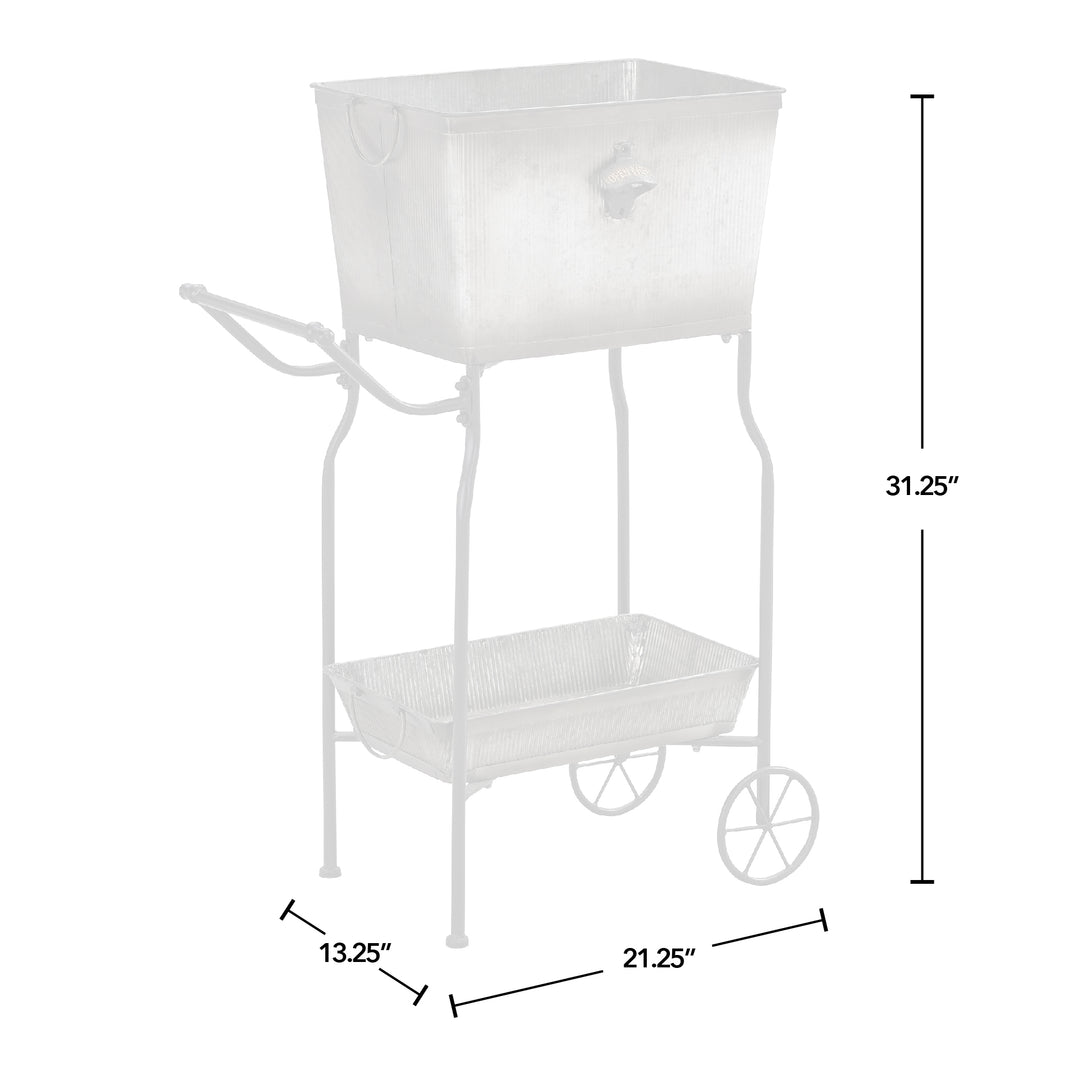 FirsTime & Co. Silver Tenney Outdoor Bar Cart With Beverage Tub, Farmhouse Style, Made of Metal