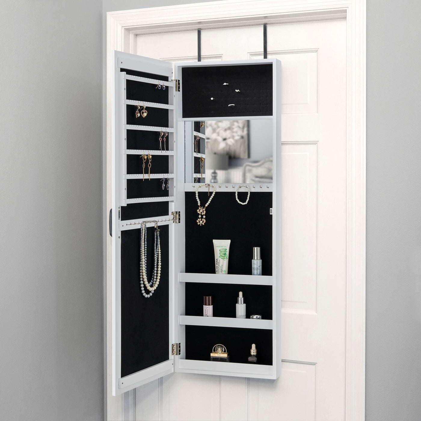 FirsTime & Co. White Eloise Mirrored Jewelry Armoire