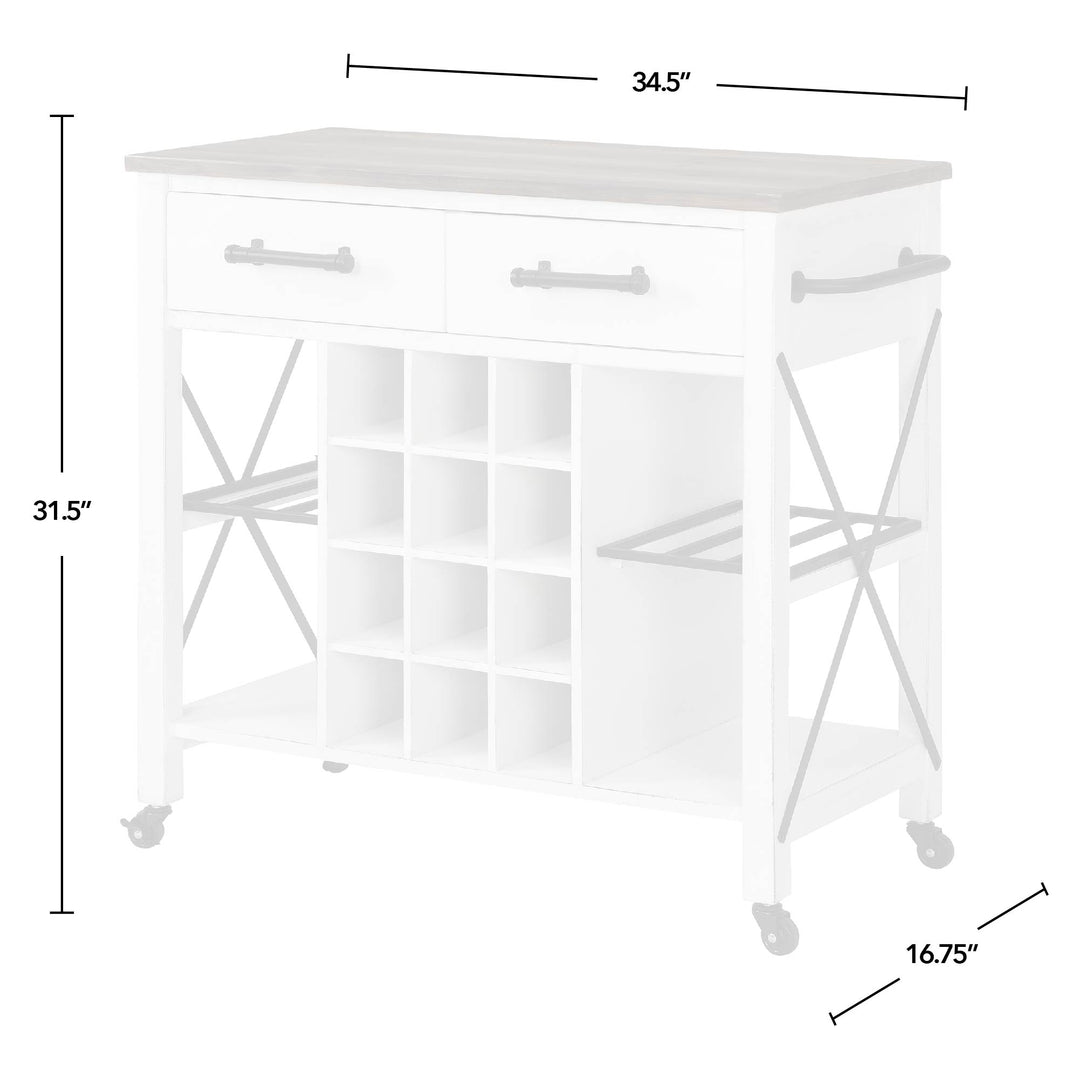 FirsTime & Co. White And Brown Caledonia Kitchen Cart, Farmhouse Style, Made of Wood