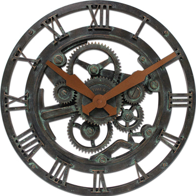 FirsTime & Co. Verdigris Oxidized Gears Wall Clock, Industrial Style, Made of Plastic
