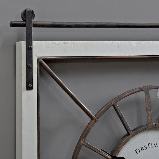 FirsTime & Co. Gray Morrison Barn Door Wall Clock, Farmhouse Style, Made of Wood