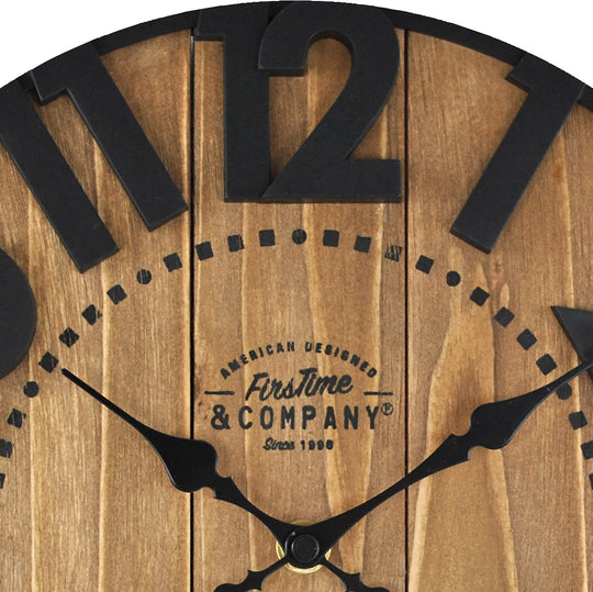 FirsTime & Co. Black Langton Wall Clock, Farmhouse Style, Made of Wood