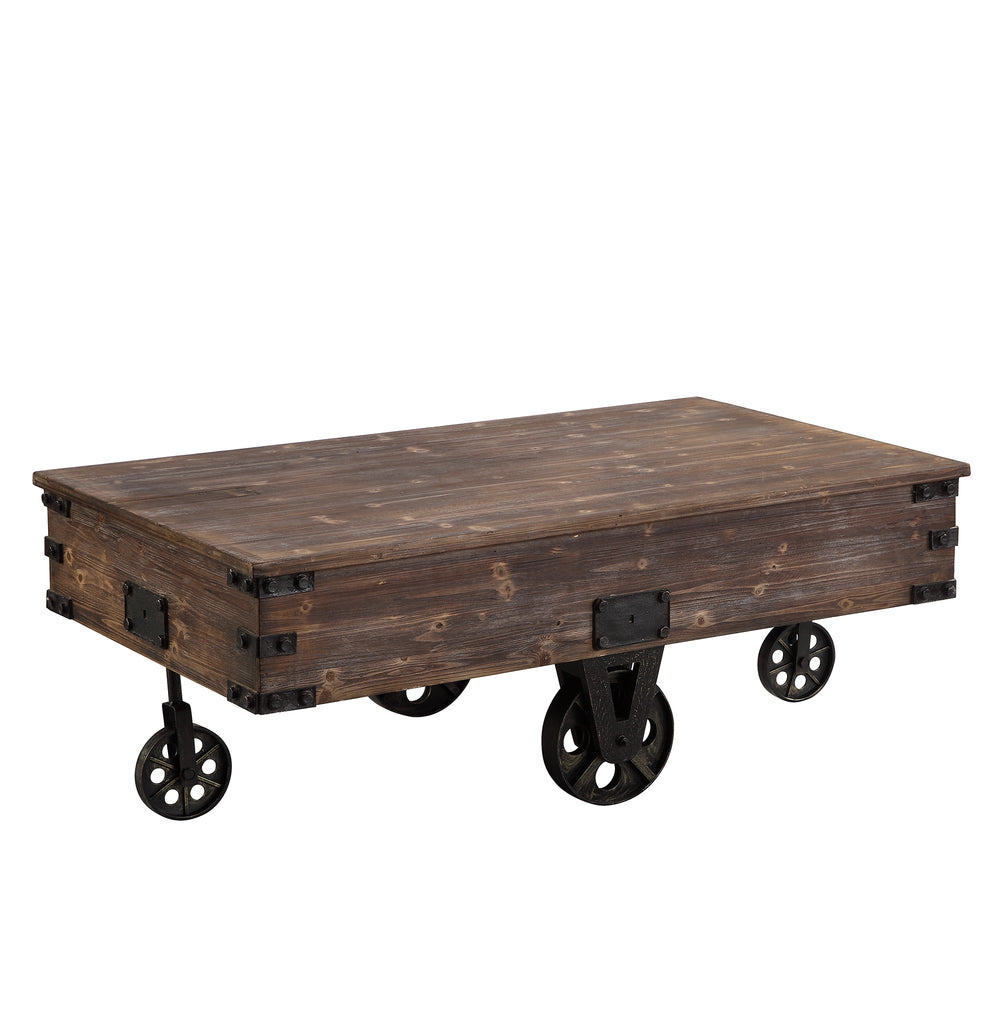 FirsTime & Co. Brown Factory Cart Coffee Table, Farmhouse, Wood, 47.25 x 27.5 x 18 inches