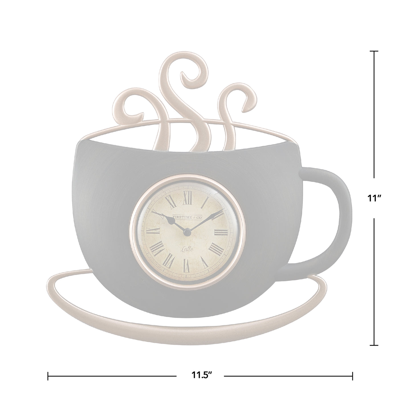 FirsTime & Co. Bronze Latte Cup Wall Clock, Farmhouse Style, Made of Plastic