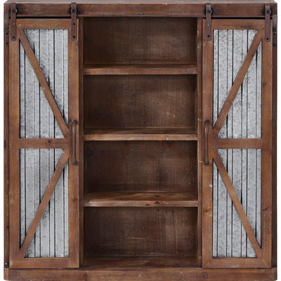 FirsTime & Co. Brown And Silver Westerly Barn Door Cabinet, Farmhouse Style, Made of Wood