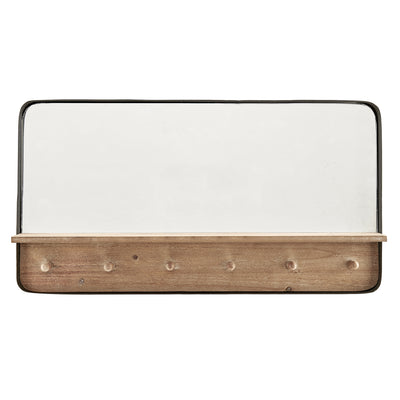 FirsTime & Co. Black And Natural Dawson Wall Mirror With Pegs, Modern Style, Made of Metal