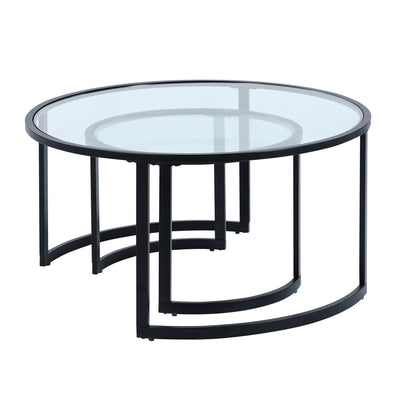 FirsTime & Co. Black Hatfield Nesting Coffee Table 2-Piece Set, Glam Style, Made of Metal
