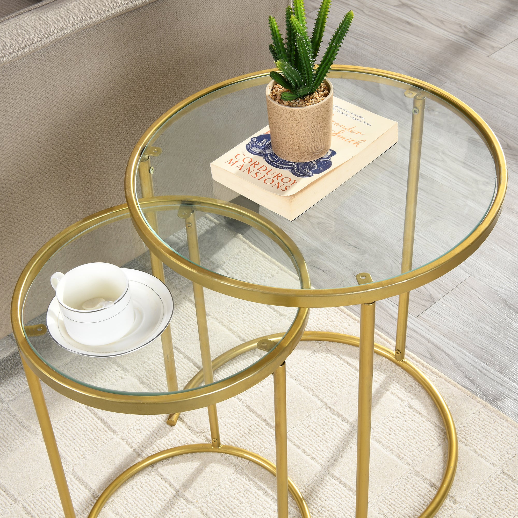 FirsTime & Co. Gold Stark Nesting End Table 2-Piece Set, Modern