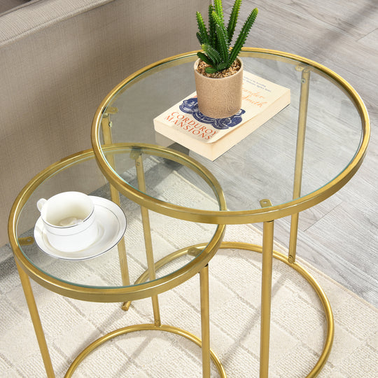 Gold Stark Nesting End Table 2-Piece Set